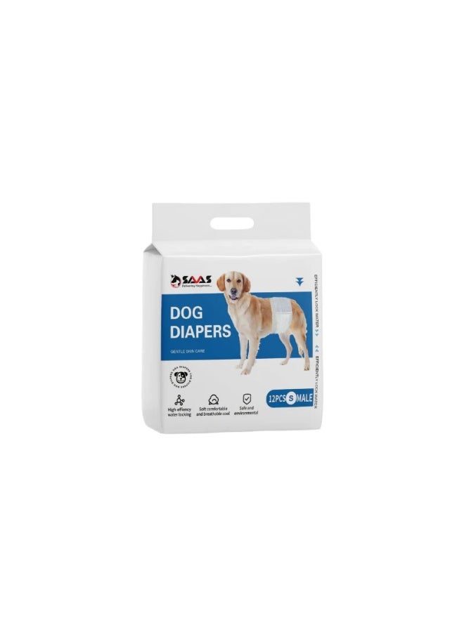 SAAS Male Dog Diapers Small Size 12pcs – Disposable Pet Diapers for Male Dogs